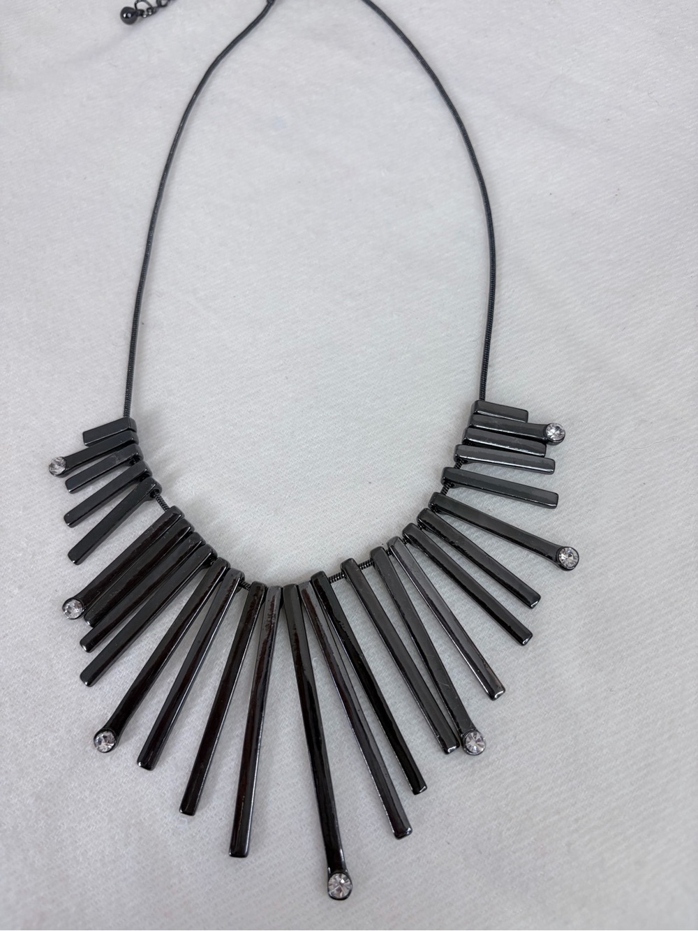 Black Hematite Sunburst Fringe Necklace -18"